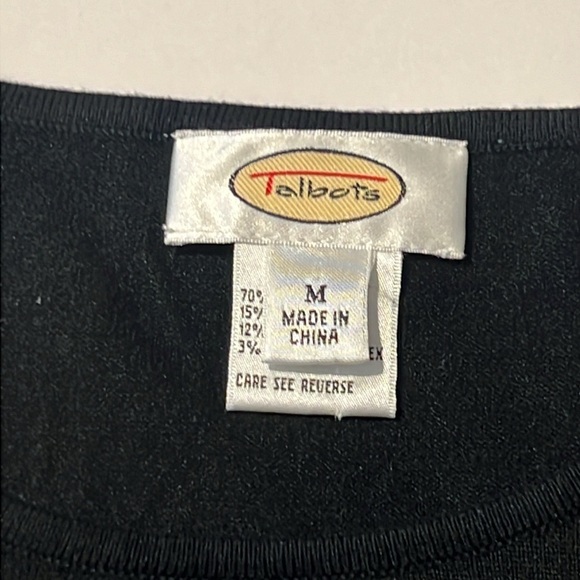 Talbots Black Cashmere Silk Blend With Elegant Pearls On Sleeves Size Medium - Picture 4 of 9